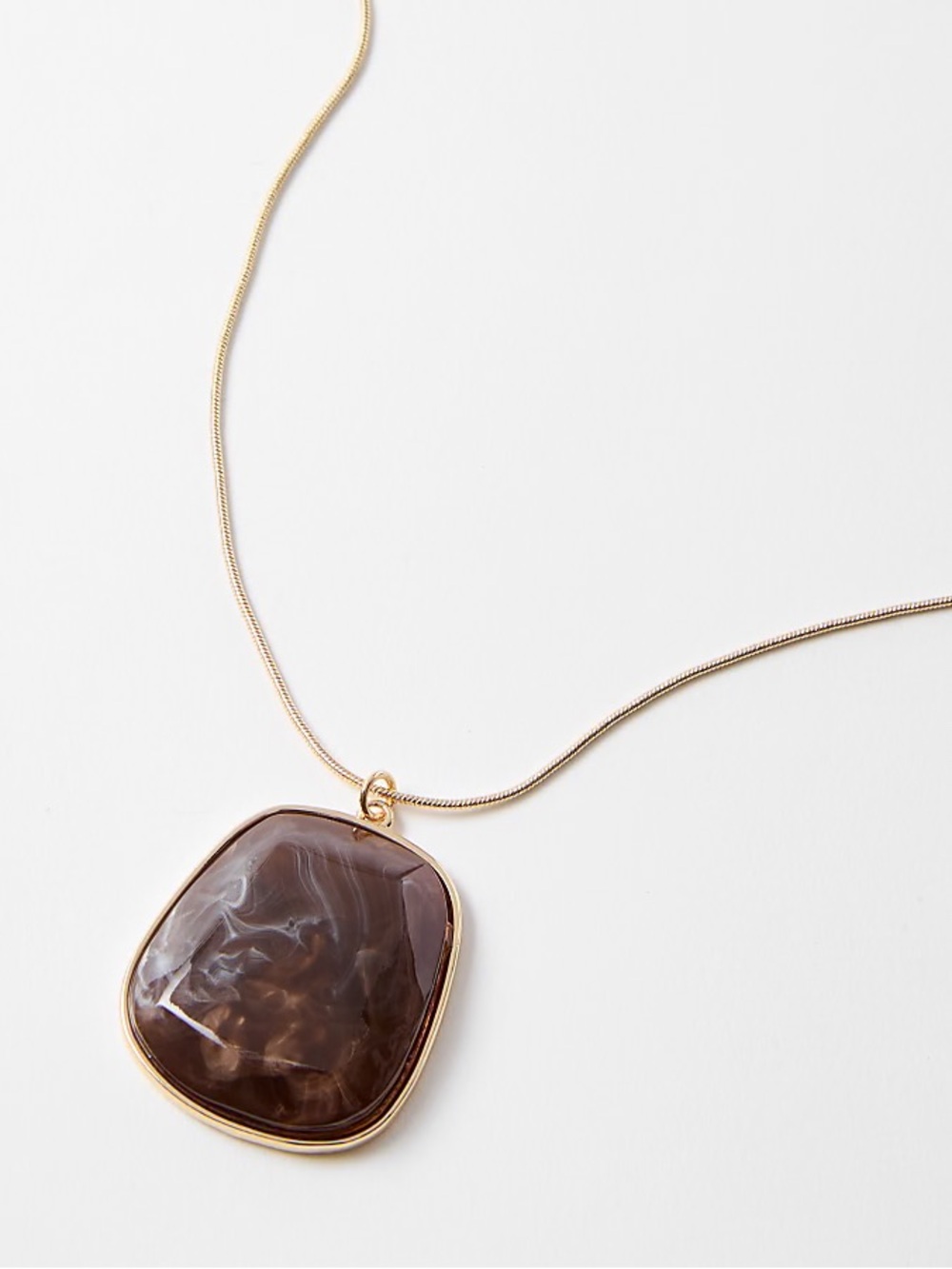 LOFT Gold-Tone Necklace with  Tortoise Shell Brown Pendant